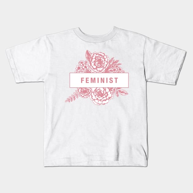 Floral FEMINIST Sticker Kids T-Shirt by aterkaderk